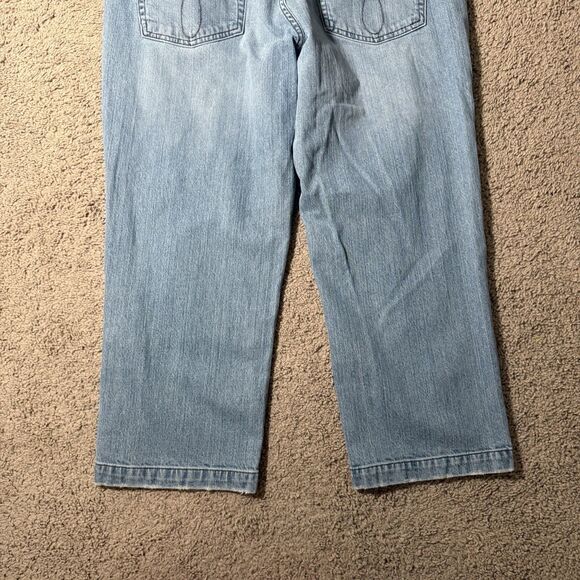 Calvin Klein Women's Light Wash Capri Wide Jeans High Rise Stretch Denim Y2K 14 - Picture 8 of 11